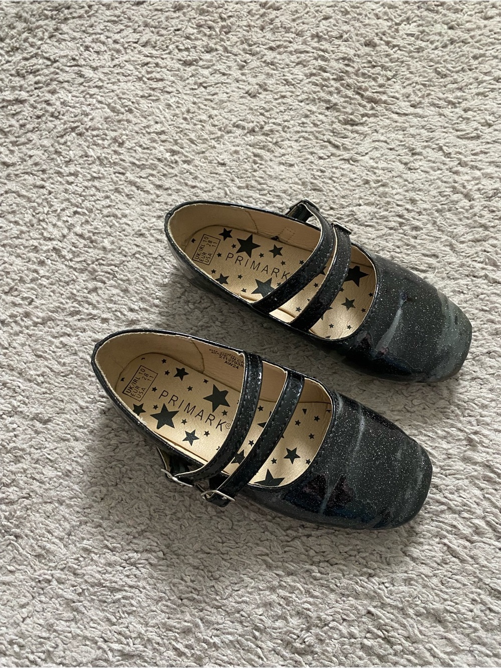 Primark Black Glitter Double-Strap Mary Jane Girls' Shoes
